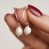 Statement Pearl Hoops - Sterling Silver