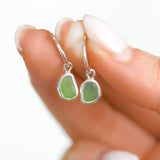 Green Sea Glass Hoops