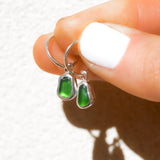 Green Sea Glass Hoops