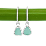 Green Sea Glass Hoops