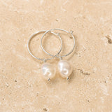 Statement Pearl Hoops - Sterling Silver