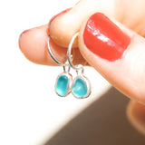 Blue Sea Glass Hoops