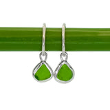 Green Sea Glass Hoops