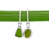 Green Sea Glass Hoops