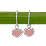 Pink Sea Glass Heart Hoops