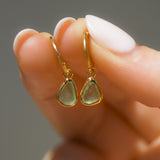 Green Sea Glass Hoops - Gold Vermeil