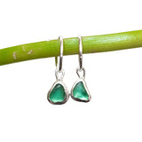 Green Sea Glass Hoops