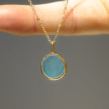 Blue Sea Glass Necklace - Gold Vermeil