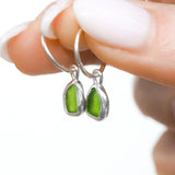 Green Sea Glass Hoops