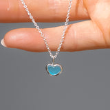 Blue Sea Glass Heart Necklace