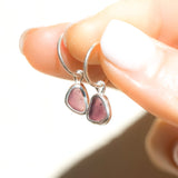 Pink/Purple Sea Glass Hoops