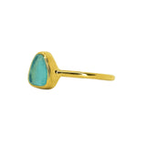 Blue Sea Glass, Gold Vermeil - Size O