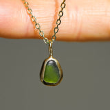 Green Sea Glass Necklace - Gold Vermeil