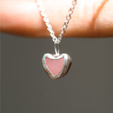 Pink Sea Glass Heart Necklace