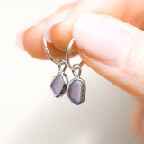 Purple Sea Glass Hoops