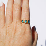 Blue Sea Glass, Gold Vermeil - Size Q