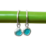 Blue Sea Glass Hoops