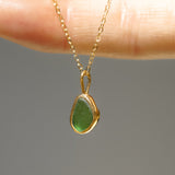 Green Sea Glass Necklace - Gold Vermeil