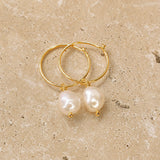 Statement Pearl Hoops - Gold Vermeil