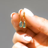 Green Sea Glass Hoops - Gold Vermeil