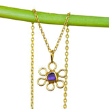 Sea Glass Flower Necklace - Gold Vermeil