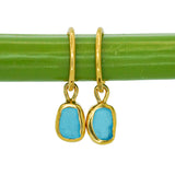 Blue Sea Glass Hoops - Gold Vermeil