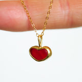 Red Sea Glass Heart Necklace, Gold Vermeil
