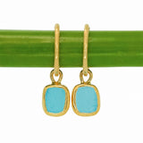 Blue Sea Glass Hoops - Gold Vermeil