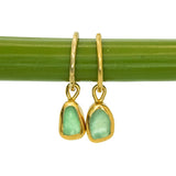 Green Sea Glass Hoops - Gold Vermeil