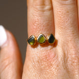 Green Sea Glass, Gold Vermeil - Size S