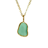 Green Sea Glass Necklace - Gold Vermeil