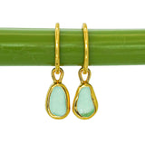 Green Sea Glass Hoops - Gold Vermeil