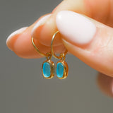 Blue Sea Glass Hoops - Gold Vermeil