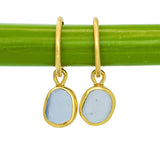 Lilac Sea Glass Hoops - Gold Vermeil