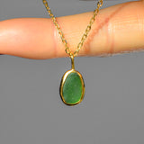 Green Sea Glass Necklace - Gold Vermeil