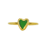 Green Sea Glass Heart, Gold Vermeil - Size O
