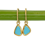 Blue Sea Glass Hoops - Gold Vermeil