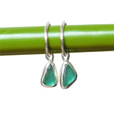 Green Sea Glass Hoops