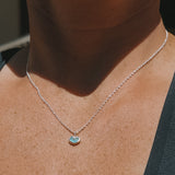 Blue Sea Glass Heart Necklace