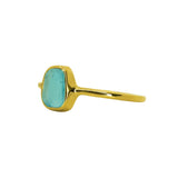 Blue Sea Glass, Gold Vermeil - Size Q