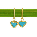 Sea Glass Heart Hoops, Gold Vermeil