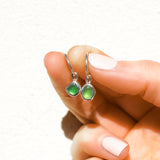 Green Sea Glass Hoops