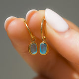 Blue Sea Glass Hoops - Gold Vermeil