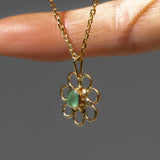 Green Sea Glass Flower Necklace -  Gold Vermeil