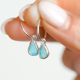 Blue Sea Glass Hoops