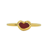 Red Sea Glass Heart, Gold Vermeil - Size R
