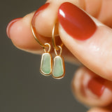 Green Sea Glass Hoops - Gold Vermeil