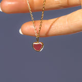 Red Sea Glass Heart Necklace, Gold Vermeil