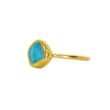 Blue Sea Glass, Gold Vermeil - Size O