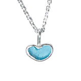 Blue Sea Glass Heart Necklace